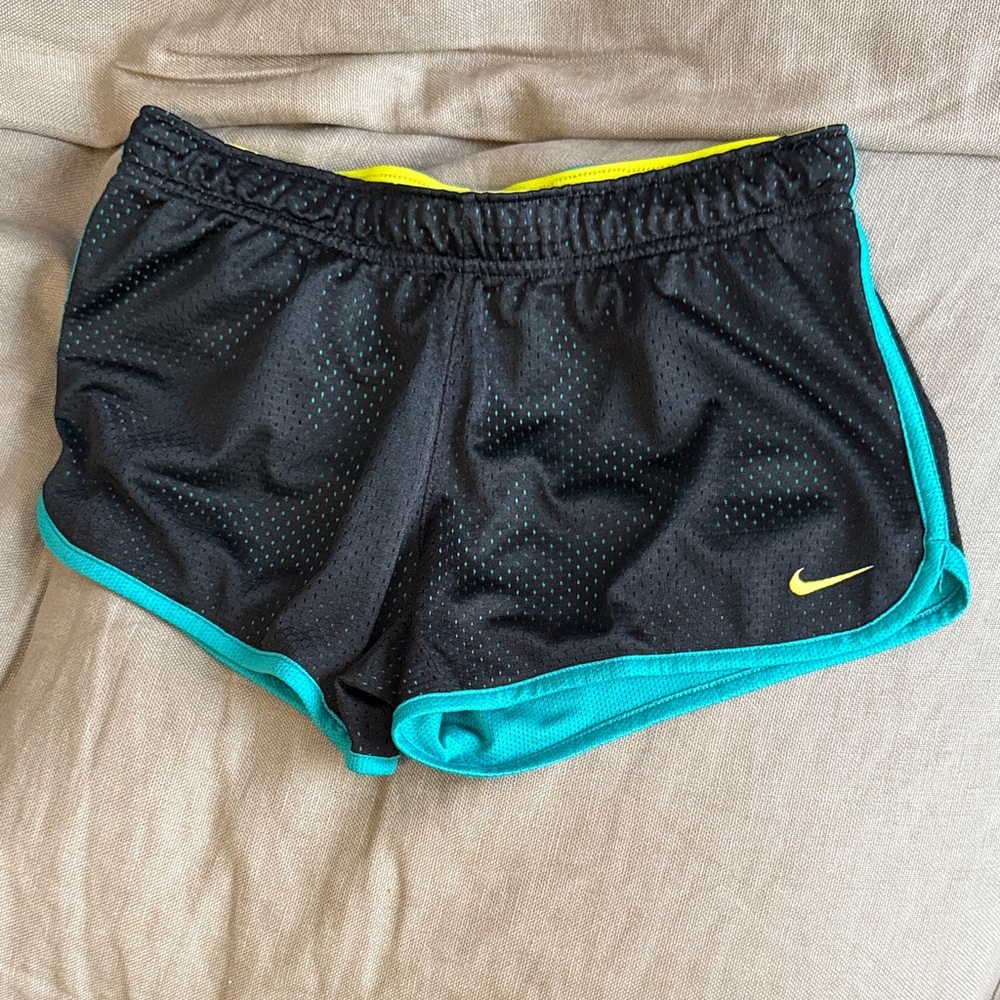 Nike Women's Black and Teal Athletic Shorts